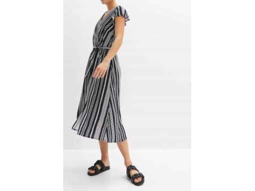 B.P.C sukienka boho midi czarno-biała we wzory r,38