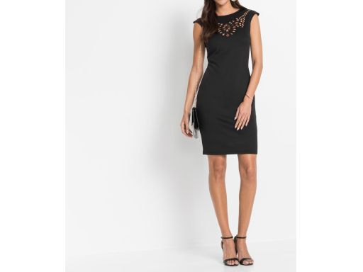 B.P.C dopasowana sukienka haft laserowy czarna 40/42