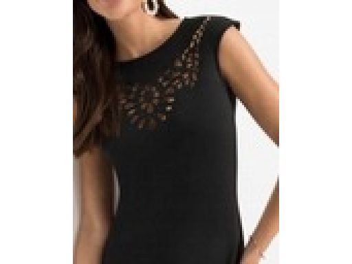 B.P.C dopasowana sukienka haft laserowy czarna 40/42