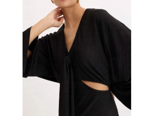 B.P.C długa sukienka czarna z wycięciami i wiązaniem r.44/46