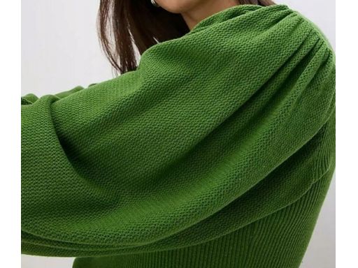 B.P.C bluzka dzianinowa zielona z balonowymi rękawami 3/4 40/42.