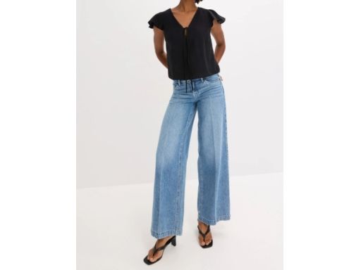 B.P.C czarna bluzka z falbankowymi rękawami 36.