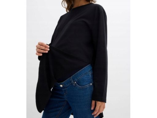 B.P.C czarna bluzka ciążowa bawełniana długi rękaw z rozcięciami 40/42