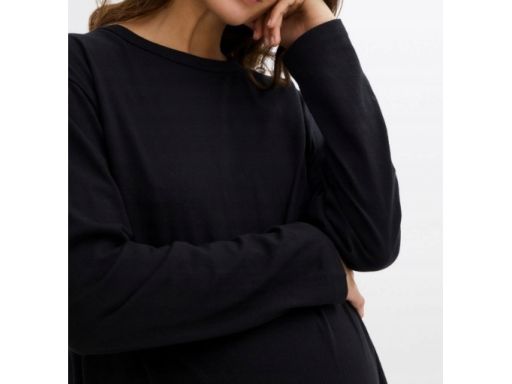 B.P.C czarna bluzka ciążowa bawełniana długi rękaw z rozcięciami 40/42