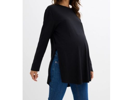 B.P.C czarna bluzka ciążowa bawełniana długi rękaw z rozcięciami 40/42