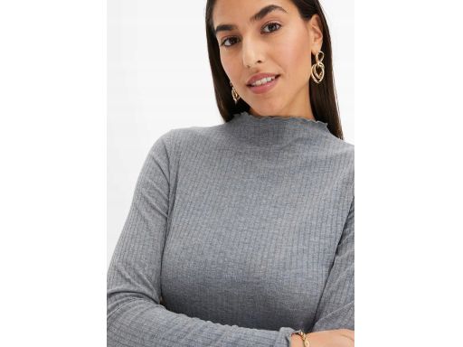 B.P.C prążkowany t-shirt ze stójką szary ^40/42