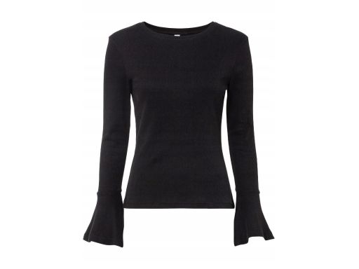 B.P.C bluzka prążkowana czarna z rozszerzanymi rękawami ^36/38