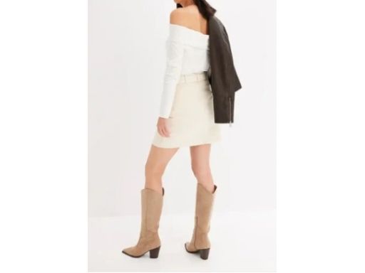 B.P.C sztruksowa spódnica śmietankowa mini r.42