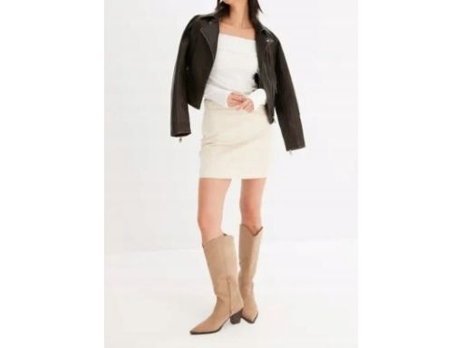 B.P.C sztruksowa spódnica śmietankowa mini r.42