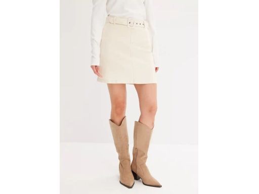 B.P.C sztruksowa spódnica śmietankowa mini r.42