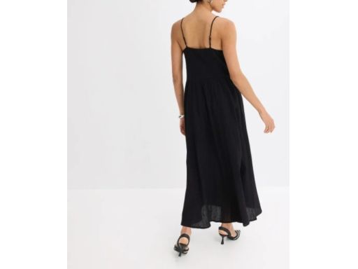 B.P.C sukienka czarna z krepy z aplikacją długa r.40