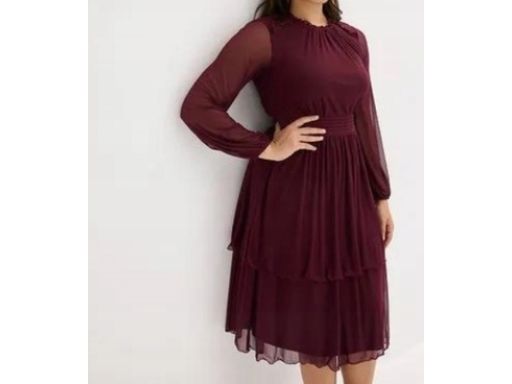 B.P.C sukienka bordowa z siateczki midi r.40/42