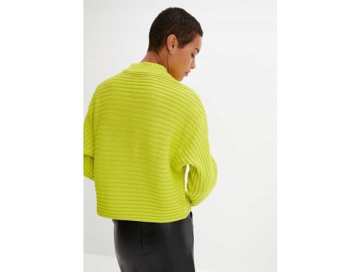B.P.C sweter prążkowany ze stójką limonkowy r.52/54