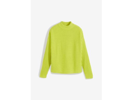 B.P.C sweter prążkowany ze stójką limonkowy r.52/54