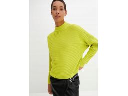 B.P.C sweter prążkowany ze stójką limonkowy r.52/54