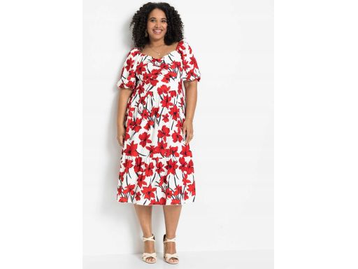 B.P.C sukienka midi w czerwone kwiaty 36/38.