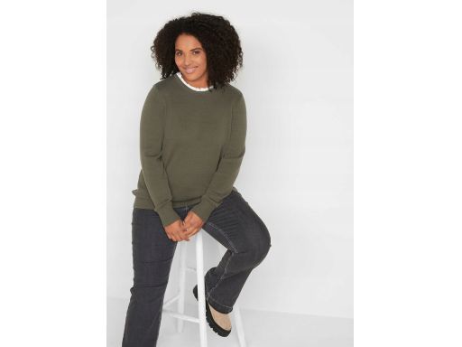 B.P.C Sweter khaki ze wstawką koszulową ^40/42