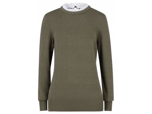 B.P.C Sweter khaki ze wstawką koszulową ^40/42