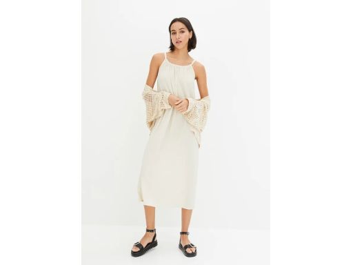 B.P.C sukienka na ramiączka z lekkiej krepy beżowa ^36/38