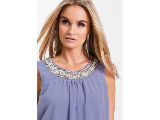 B.P.C sukienka fioletowa szyfonowa zdobienie r.40