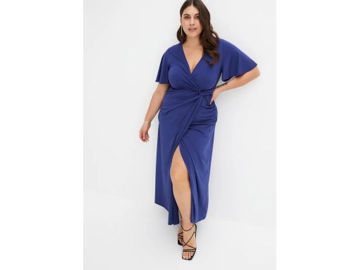 B.P.C długa sukienka ciemnoniebieska z ozdobnym przewiązaniem 40/42.