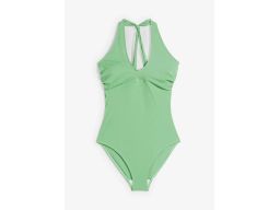 B.P.C zielony kostium kąpielowy z wiązaniem na szyi r.44