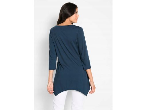 B.P.C bluzka asymetryczna granatowa z kolorowym nadrukiem 44/46.