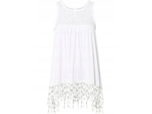 Top śmietankowy biały z koronką ^36/38