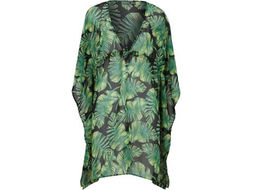 B.P.C plażowa tunika czarna w liście monstery 48/50