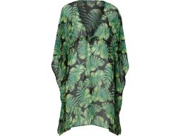 B.P.C plażowa tunika czarna w liście monstery 48/50