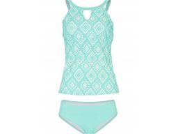B.P.C turkusowe tankini w białe wzory z figami 48.