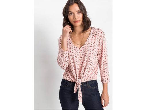 B.P.C różowa bluzka z wiązaniem we wzory r.56/58