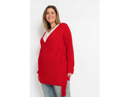 B.P.C czerwony sweter kopertowy z wiązaniem 40/42.
