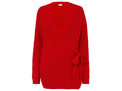 B.P.C czerwony sweter kopertowy z wiązaniem 40/42.