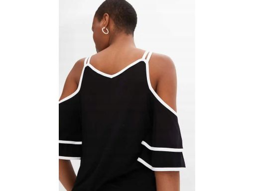 B.P.C bluzka czarna z kontrastowym wykończeniem odkryte ramiona ^36/38