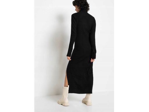 B.P.C sukienka dzianinowa czarna z wycięciem długa ^40/42