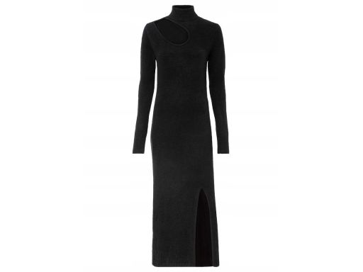 B.P.C sukienka dzianinowa czarna z wycięciem długa ^40/42