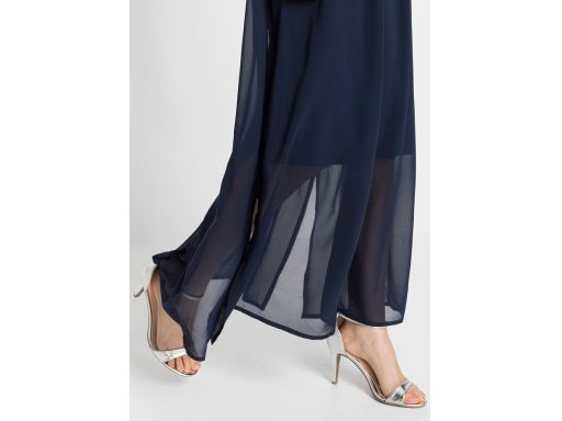 B.P.C długa sukienka szyfonowa granatowa z aplikacją ^40