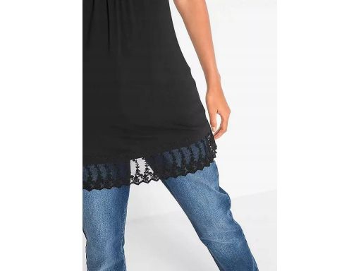 B.P.C bluzka top na ramiączka czarna z koronką długa ^36/38