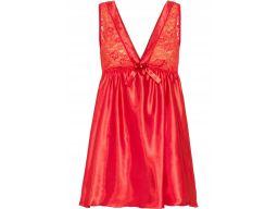B.P.C Koszula nocna babydoll satynowa czerwona z koronką ^36/38