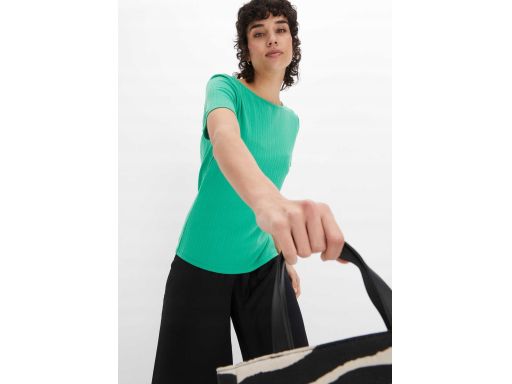 B.P.C zielona bluzka z wycięciem i wywinięciem na plecach ^36/38