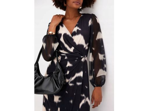 B.P.C sukienka z dżerseju z siateczkowymi rękawami z nadrukiem ^36/38