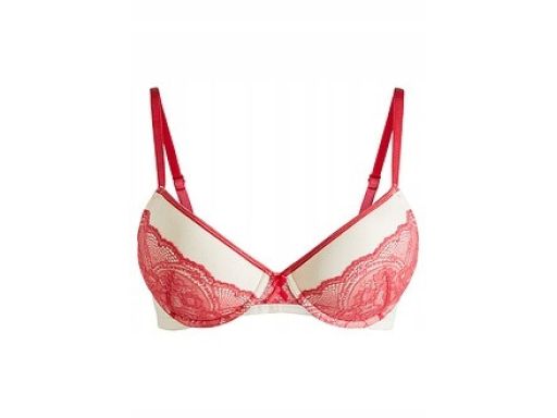 B.P.C biustonosz usztywniany na fiszbinach z czerwoną koronką 85B.