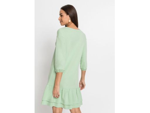B.P.C Sukienka dresowa z falbaną pistacja ^36/38