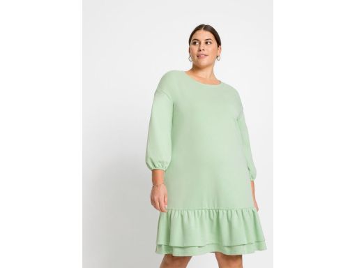 B.P.C Sukienka dresowa z falbaną pistacja ^36/38