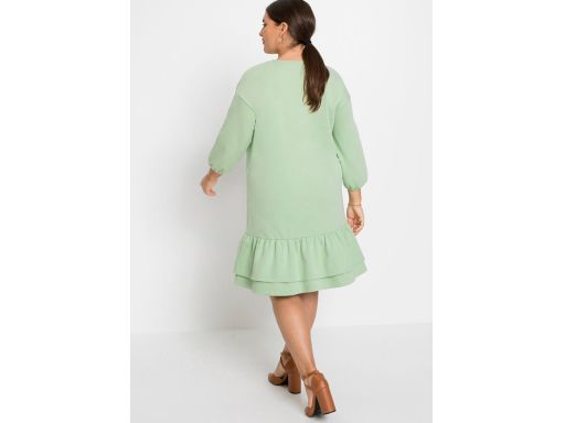 B.P.C Sukienka dresowa z falbaną pistacja ^36/38