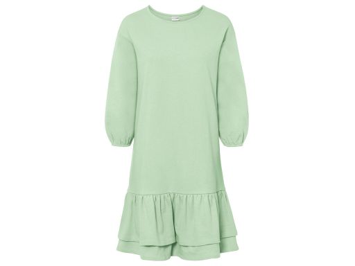 B.P.C Sukienka dresowa z falbaną pistacja ^36/38