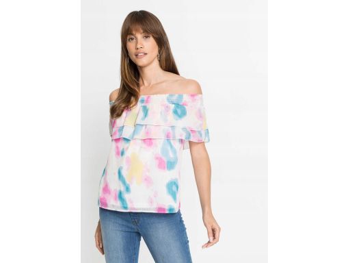 B.P.C wielokolorowa bluzka szyfonowa carmen r.38