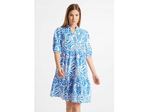B.P.C. biała sukienka w niebieskie wzory ^40