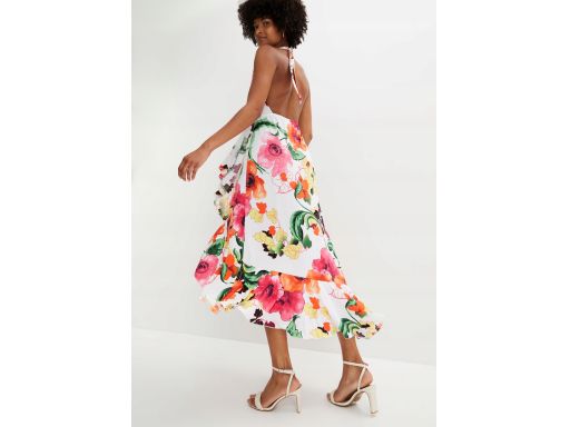 B.P.C sukienka letnia w kwiaty wiązana na szyi 40/42.